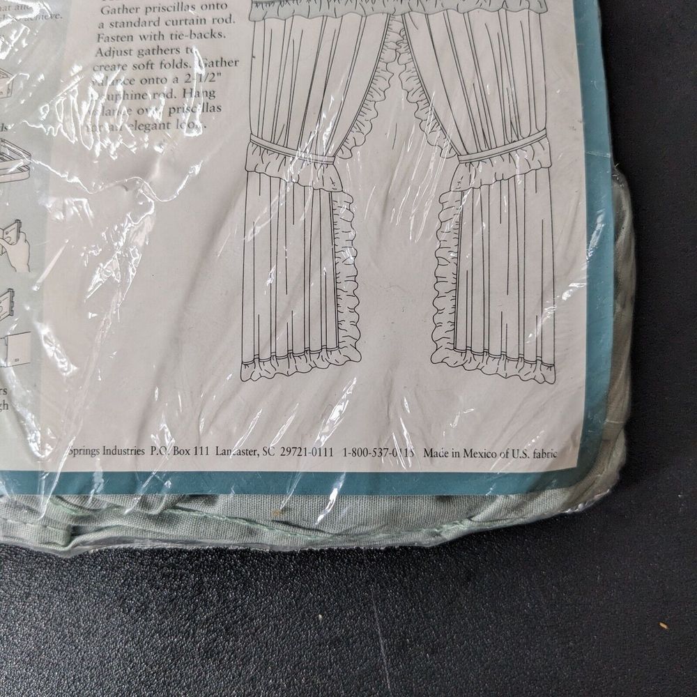 Vintage Springmaid Valance Green Ruffled Straight 72x12 Celedon - Picture 5 of 5